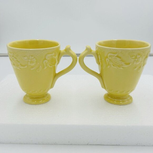 (2) J. Willfred Sadek VERA BRADLEY MY HOME Yellow 4.5" Mugs Portugal - Picture 2 of 9